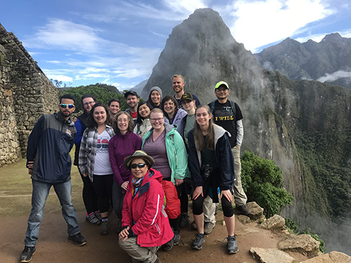 Student and professor at Machu Picchu