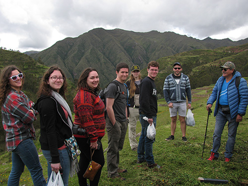 Students hiking at Sacred Valley